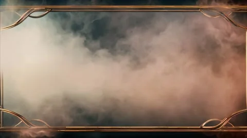 Delicate thin gold frame, slowly moving dry ice smoke in the background. Stock Footage 273954760