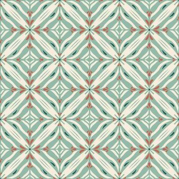 Delicate Tiles (Dark Green, Soft Green, Cream, Caramel) Stock Illustration