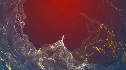 Delicate transparent waves on a red background Stock Footage 80057950