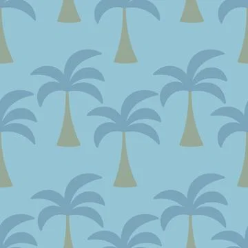Delicate tropical pattern. Repeating vector ornament of blue palm trees. 스톡 일러스트