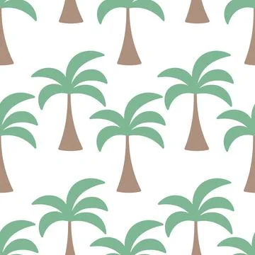 Delicate tropical pattern. Seamless vector ornament of green palm trees イラスト素材