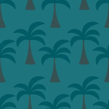 Delicate tropical pattern. Seamless vector ornament of green palm trees. Illustrazione stock