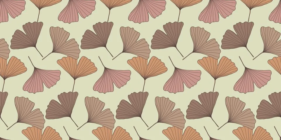 Delicate vector seamless pattern with ginkgo biloba leaves Stock Illustration
