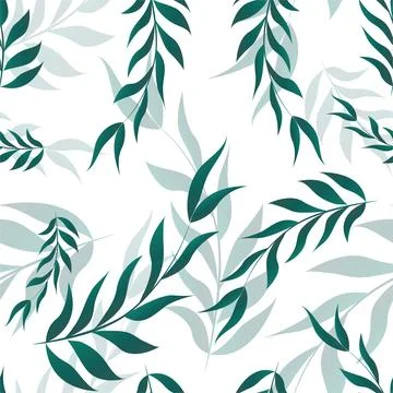 Delicate wallpaper with a floral elegant pattern of plant branches Stock Illustration