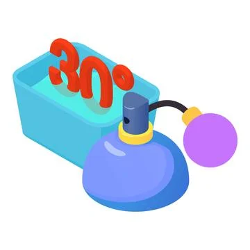 Delicate wash icon isometric vector. Basin of water thirty degrees and perfume 스톡 일러스트