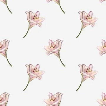 Delicate watercolor lily pattern for textile and paper design featuring sea.. Stock Illustration