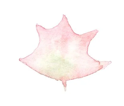 Delicate watercolor maple leaf in soft pastel hues on a white background Stock Illustration
