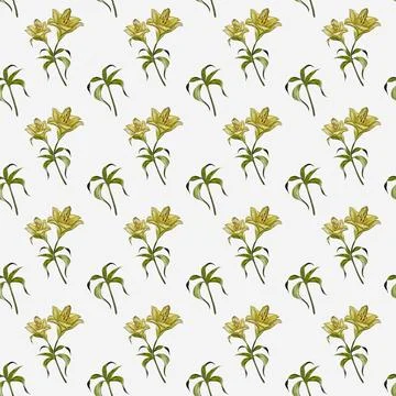 Delicate watercolor pattern featuring lilies for textile and wrapping design Stock Illustration