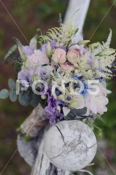 Delicate wedding bridal bouquet, floral arrangement of flowers celebrate holiday Stock Photos