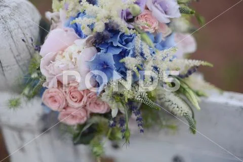 Delicate wedding bridal bouquet, floral arrangement of flowers celebrate holiday Stock Photos