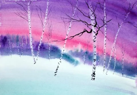 Delicate white birches Stock Illustration