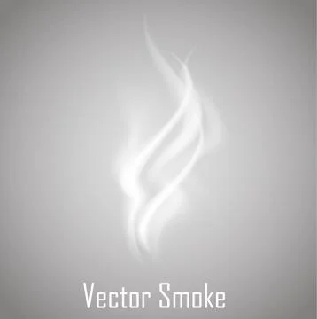 Delicate white cigarette smoke waves on transparent background Stock Illustration