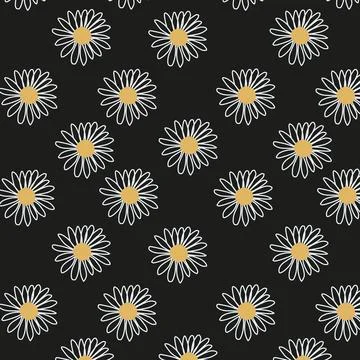 Delicate white daisy pattern on a dark background Stock Illustration