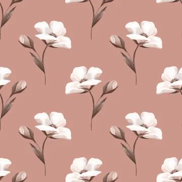 Delicate white flowers. Seamless pattern 3 Stock-Illustration