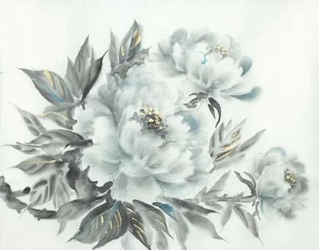 Delicate white peony Illustrazione stock