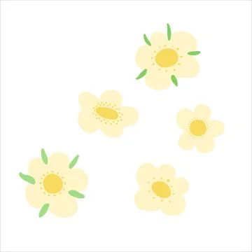 Delicate yellow flowers with subtle green details in a clean, minimalist style Stock Illustration