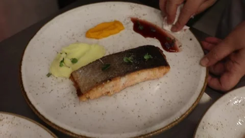 Delicates meal with fish 19 Stock Footage 312929271