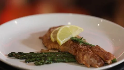 Delicates meal with fish 4 Stock Footage 312929229