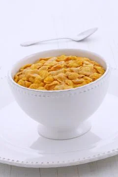 Delicious and nutritious breakfast corn flakes on retro vintage styling Stock Photos