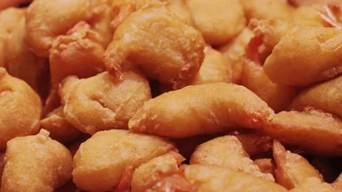 Delicious and perfectly cooked Golden Fried Shrimp Appetizers that everyone will Stock Footage 280585953