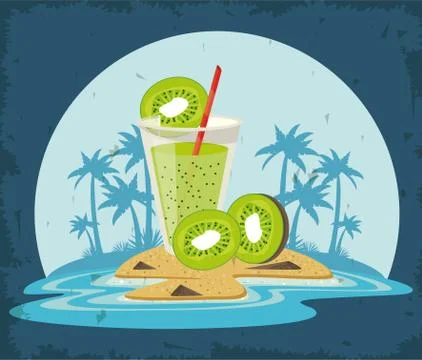 Delicious and refreshment drink on beach Stock-Illustration