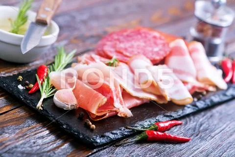 Delicious and tasty meat dishes Stock Photos