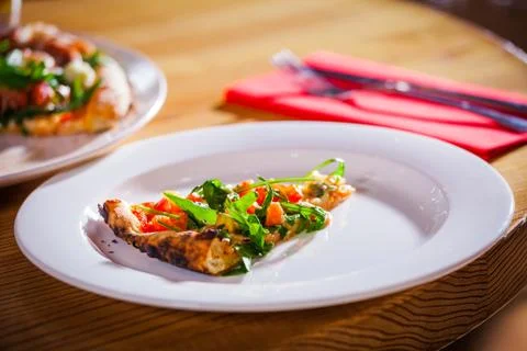 Delicious appetizer on white plate Fotos Stock