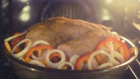 Delicious appetizing chicken is cooked in the oven HD, 1920x1080, slow motion Stock Footage 117426804