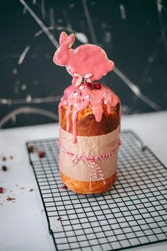 Delicious appetizing fresh baked Easter cakes Stock Photos
