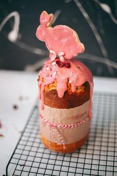 Delicious appetizing fresh baked Easter cakes Stock Photos