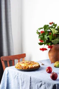 Delicious apple pie on the table Stock Photos