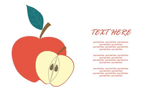 Delicious apple with a slice in a cut on an isolated background for an inscri Stock Illustration