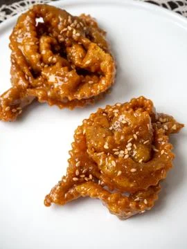 Delicious arabic sweets chebbakia close up Stock Photos