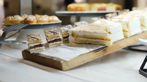Delicious Assorted Pastries on Display for Dessert Lovers Stock Footage 316524512