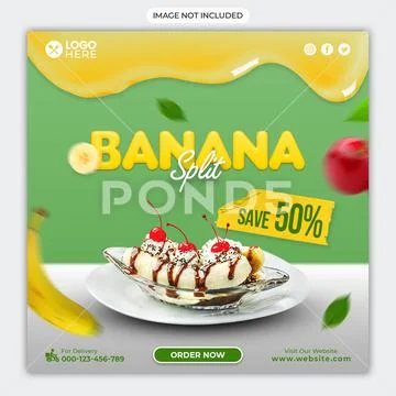Delicious banana split Modello PSD