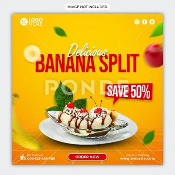 Delicious banana split Modello PSD