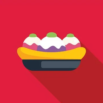 Delicious banana split resting in dish on red background 스톡 일러스트