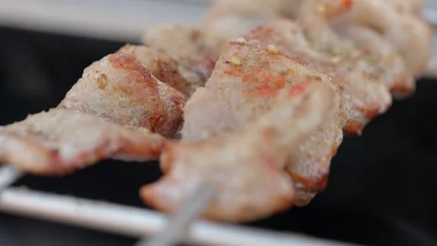 Delicious barbecue close-up Stock Footage 270506231