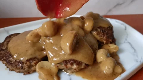 Delicious Beef Burger Steak Stock Footage 231119485