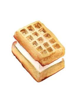 Delicious belgian waffle Stock Illustration