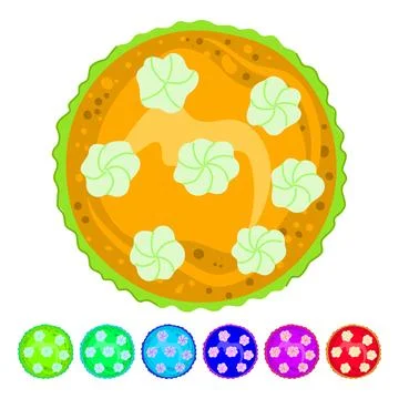 Delicious berry fruit pie with whipped cream top view graphic Stock Illustration