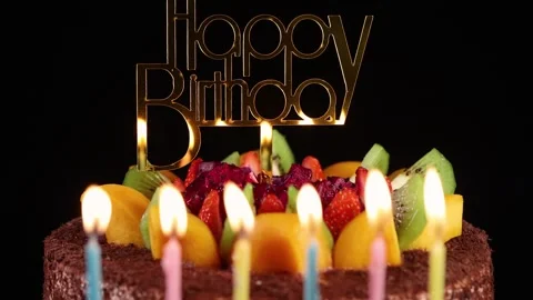 A delicious birthday cake Stock Footage 347013716
