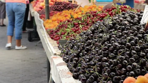 Delicious Black Cherry Heap Stock Footage 46113324