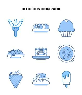 Delicious Blue Icons Pack Stock Illustration