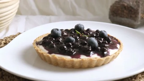 Delicious Blueberry Cheese Pie. Stock Footage 165224732