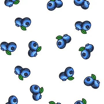 Delicious blueberry leaf vector seamless pattern Stock Illustration