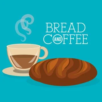 Delicious bread and coffee label Stock Illustration