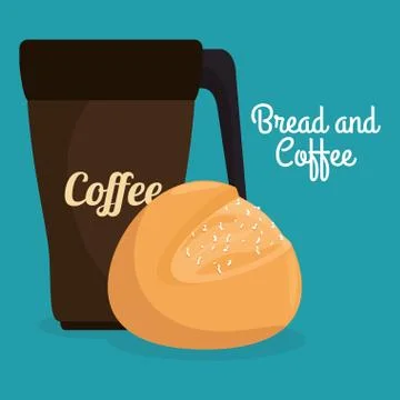Delicious bread and coffee label Stock Illustration