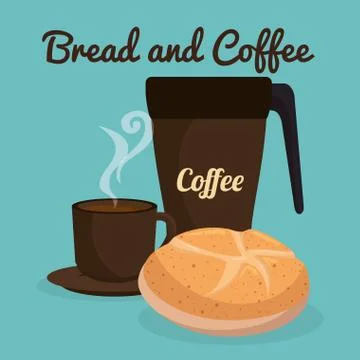 Delicious bread and coffee label Stock Illustration