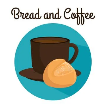 Delicious bread and coffee label Stock Illustration